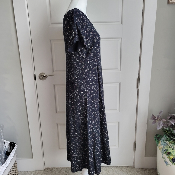Vintage Petite Jazz Midi Black floral Ditzy Dress 90s, Prairie Cottage Core EUC - Picture 3 of 6